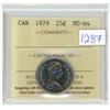 Image 1 : 1979 ICCS graded, Canadian 25 cent coin - MS64