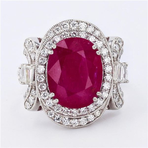 5.86 ctw Ruby and 1.23 ctw Diamond Platinum Ring