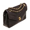 Image 2 : Chanel Single Flap Envelope Stitch Cheveron Shoulder Bag Black Leather