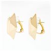 Image 3 : Large 14K Yellow Gold Puffed Geometric Button Earrings w/ Grooved & Concave Top