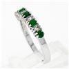 Image 9 : 18k White Gold 1.36 ctw Alternating Round Diamond & Emerald Wedding Band Ring 5.