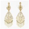 Image 1 : Vintage 18K Yellow Gold Open Work Drop Chandelier & Dangle Tassels Post Earrings