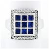 Image 1 : De Hago 18k White Gold 2.65 ctw Sapphire Diamond Square Dome Platter Cocktail Ri