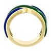 Image 8 : Vintage Solid 18K Yellow Gold Blue & Green Enamel Wide Intertwined Band Ring