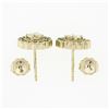 Image 6 : New 14k Yellow Gold 1.33 ctw Diamond Emerald Halo Milgrain Flower Cluster Earrin