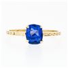 Image 5 : Antique 14k Gold GIA 1.95 ctw NO HEAT Cushion Blue Ceylon Sapphire Solitaire Rin