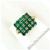 Image 4 : Vintage 14k Gold & Silver Top Round Green Emerald Rectangular Large Platter Ring