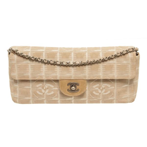 Chanel Tan Quilted Nylon New Travel Line Flap Shoulder Bag