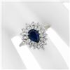 Image 3 : Vintage Platinum 2.69 ctw GIA NO HEAT Sapphire & Diamond Ballerina Cocktail Ring