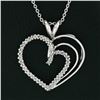 Image 6 : 14K White Gold 0.50 ctw Double Diamond Open Heart Swirl Pendant & 20" Cable Chai