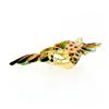 Image 7 : Vintage 18k Yellow Gold Multi Color Enamel Flying Ruby Eye Peacock Pin Brooch