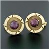 Image 4 : Vintage Men's 14K Gold Star Ruby Florentine Large Open Round Geometric Cufflinks