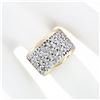 Image 3 : Vintage BREV 14k Gold & Platinum 1.56 ctw 4 Row Pave Diamond Wide Bombe Band Rin