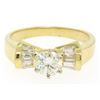 Image 1 : 14k Yellow Gold 0.91 ctw Round Diamond Solitaire Channel Baguette Engagement Rin