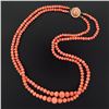 Image 5 : Vintage Graduated Dual Strand Salmon Coral Bead Necklace Etched 14k Gold Clasp