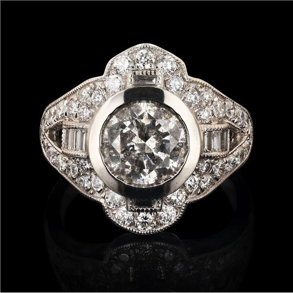 1.66 ctw CENTER Diamond Platinum Ring (2.74 ctw Diamonds)