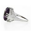 Image 5 : Antique Art Deco 14K White Gold Custom Cut Amethyst Diamond Etched Filigree Ring
