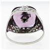 Image 7 : Antique Art Deco 14K White Gold Custom Cut Amethyst Diamond Etched Filigree Ring