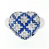 Image 3 : 18K White Gold 1.95 ctw Pavï¿½ Sapphire & Diamond Puffed Domed Heart Cluster Rin