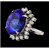 Image 1 : GIA Cert 22.45 ctw Tanzanite and Diamond Ring - 14KT White Gold