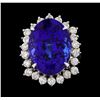 Image 2 : GIA Cert 22.45 ctw Tanzanite and Diamond Ring - 14KT White Gold