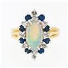 Image 4 : Vintage 14k Gold Marquise Opal Round Sapphire Diamond Halo Cocktail Ring