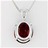 Image 5 : New 14K White Gold 7.43 ctw Oval Brilliant Almandine Garnet Pendant w/ 18" Chain