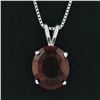 Image 6 : New 14K White Gold 7.43 ctw Oval Brilliant Almandine Garnet Pendant w/ 18" Chain