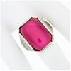 Image 3 : Antique Art Deco Mens Large Engraved 14k White Gold & Rectangular Red Stone Ring