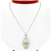 Image 1 : Antique Art Deco 14K Gold French Camphor Glass Hand Etched Cross Pendant & Chain