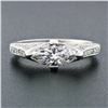Image 3 : NEW Unique 18k White Gold 1.5 ctw GIA Marquise Cut Solitaire & Round Diamond Rin