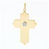 Image 1 : Vintage 14k Yellow Gold Wide Polished 0.15 ctw Bezel Diamond Cross Charm Pendant