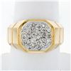 Image 1 : Vintage Men's 14k TT Gold .52 ctw Round Pave Diamond Cluster Ring w/ Ribbed Shan