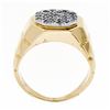 Image 8 : Vintage Men's 14k TT Gold .52 ctw Round Pave Diamond Cluster Ring w/ Ribbed Shan