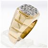 Image 9 : Vintage Men's 14k TT Gold .52 ctw Round Pave Diamond Cluster Ring w/ Ribbed Shan