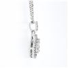 Image 4 : 14K White Gold Diamond Tear Drop Pear Solitaire Cluster Petite Pendant Necklace