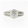 Image 4 : Antique Art Deco Engraved 18k White Gold 0.32 ctw Mine Cut Diamond Solitaire Rin