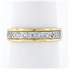 Estate Men's 14K Two Tone Gold 0.25 ctw Round Pave Set Diamond Wide Band Ring