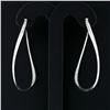 Image 3 : Italian 18K White Gold 0.25 ctw Round Diamond 50mm Large Wavy Modern Hoop Earrin