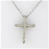 Image 4 : Petite 14k White Gold 0.13 ctw Shared Prong Round Brilliant Diamond Cross Pendan