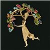 Image 3 : 14k Gold 2.96 ctw Multi Colored Natural Gemstone Detailed Lady Wreath Pin Brooch