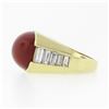 Image 7 : Vintage 18K Yellow Gold FINE GIA Cabochon Orangy Red Coral Baguette Diamond Ring