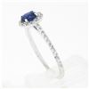 Image 8 : Petite 14K White Gold 1.01 ctw Round Sapphire Solitaire Diamond Halo Promise Rin