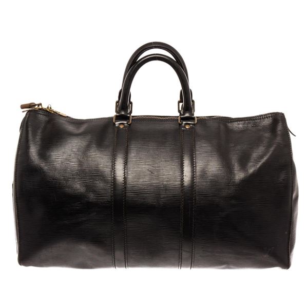 Louis Vuitton LV Keepall 50 Travel Bag Black Epi
