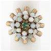 Image 1 : Antique 14k Rosy Yellow Gold 0.20 ctw Emerald Opal Open Spray Cluster Platter Ri