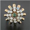 Image 2 : Antique 14k Rosy Yellow Gold 0.20 ctw Emerald Opal Open Spray Cluster Platter Ri