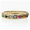 Image 2 : Antique Victorian 14k Gold & Silver Open Work Gemstone & Diamond Flower Bracelet