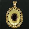 Image 2 : Vintage 18k Yellow Rose and White Gold 3.42 ctw Oval Garnet Solitaire Etched Flo