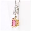 Image 4 : 14k TT Gold 1.53 ctw Oval Pink Tourmaline Marquise Diamond Dangle Pendant Neckla