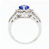 Image 7 : 18k White Gold Brilliant Tanzanite Solitaire w/ Diamond Halo Star Flower Ring